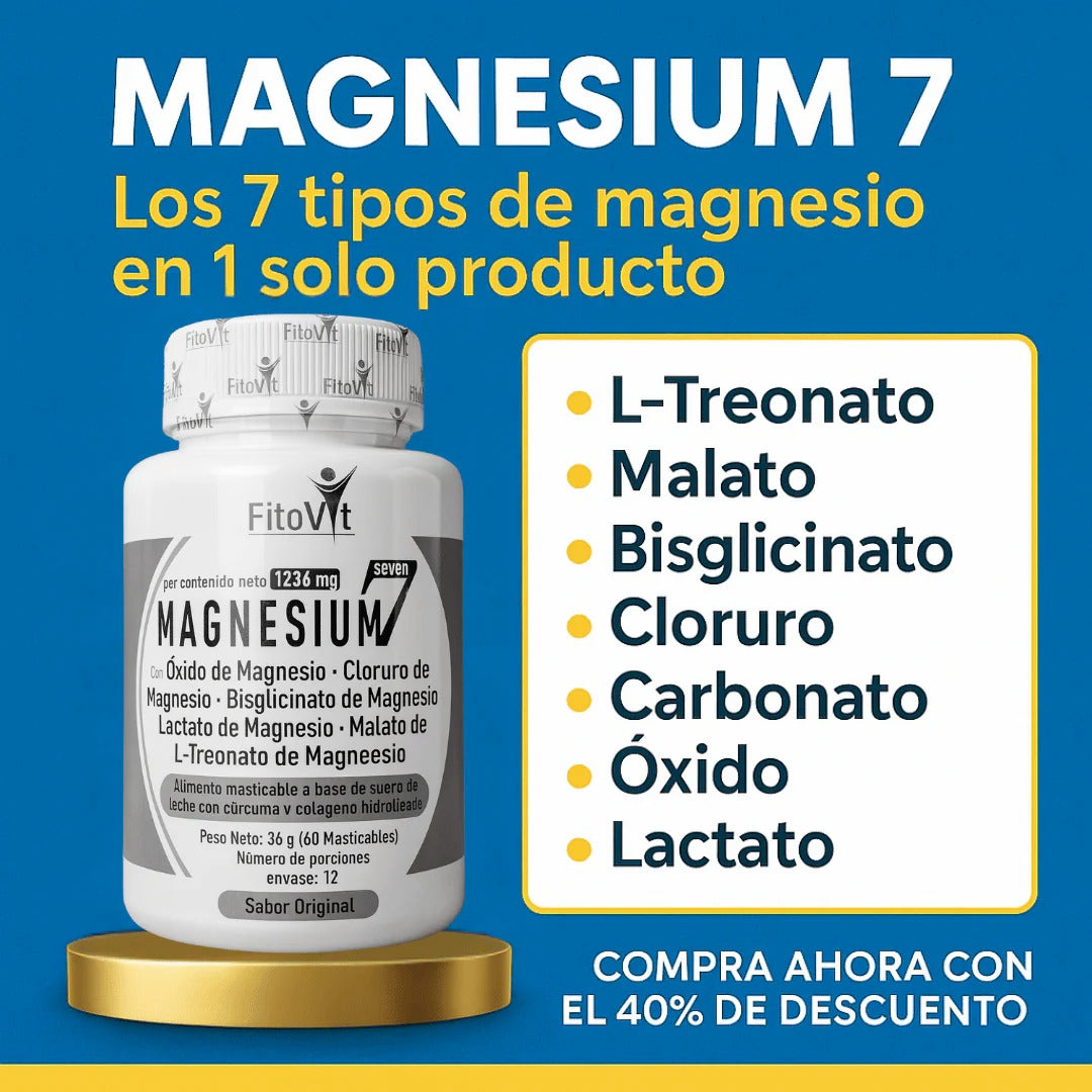 💥 Magnesium 7 – Fórmula 7 en 1 para energía, sueño y equilibrio celular.
