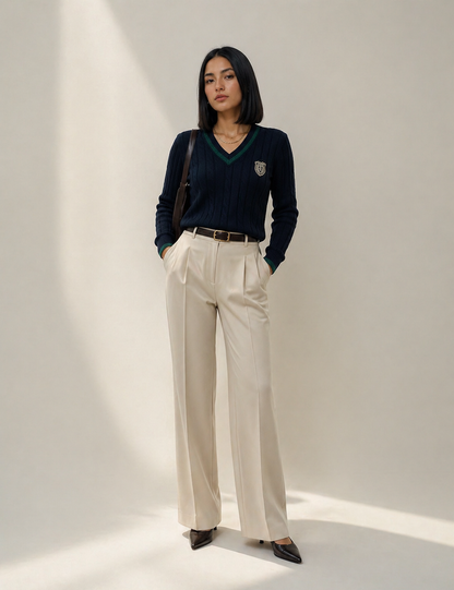 SUÉTER CUELLO EN V – ESTILO CLÁSICO MODERNO