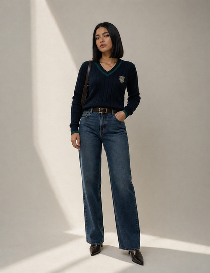 SUÉTER CUELLO EN V – ESTILO CLÁSICO MODERNO