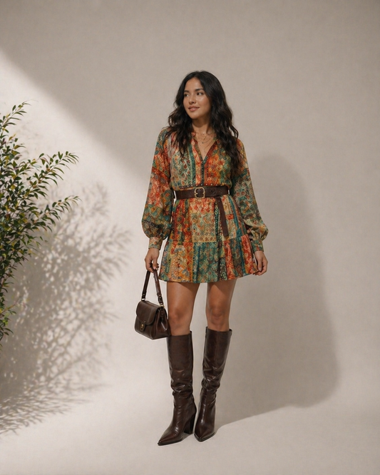 VESTIDO MINI PAISLEY BOHO - DE MODA