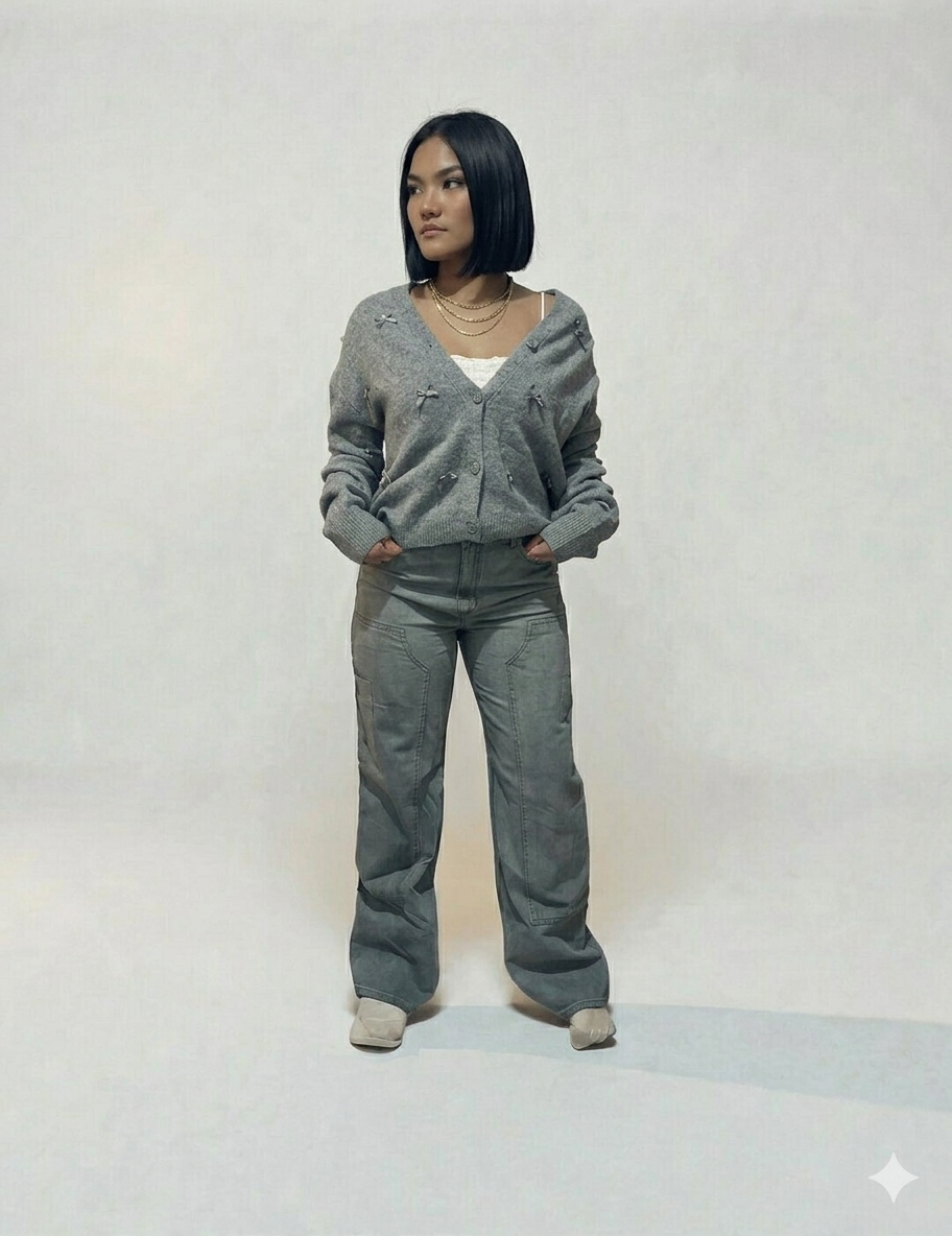 EL BUZO GRIS CARDIGAN QUE COMBINA CON TODO A LA MDOA