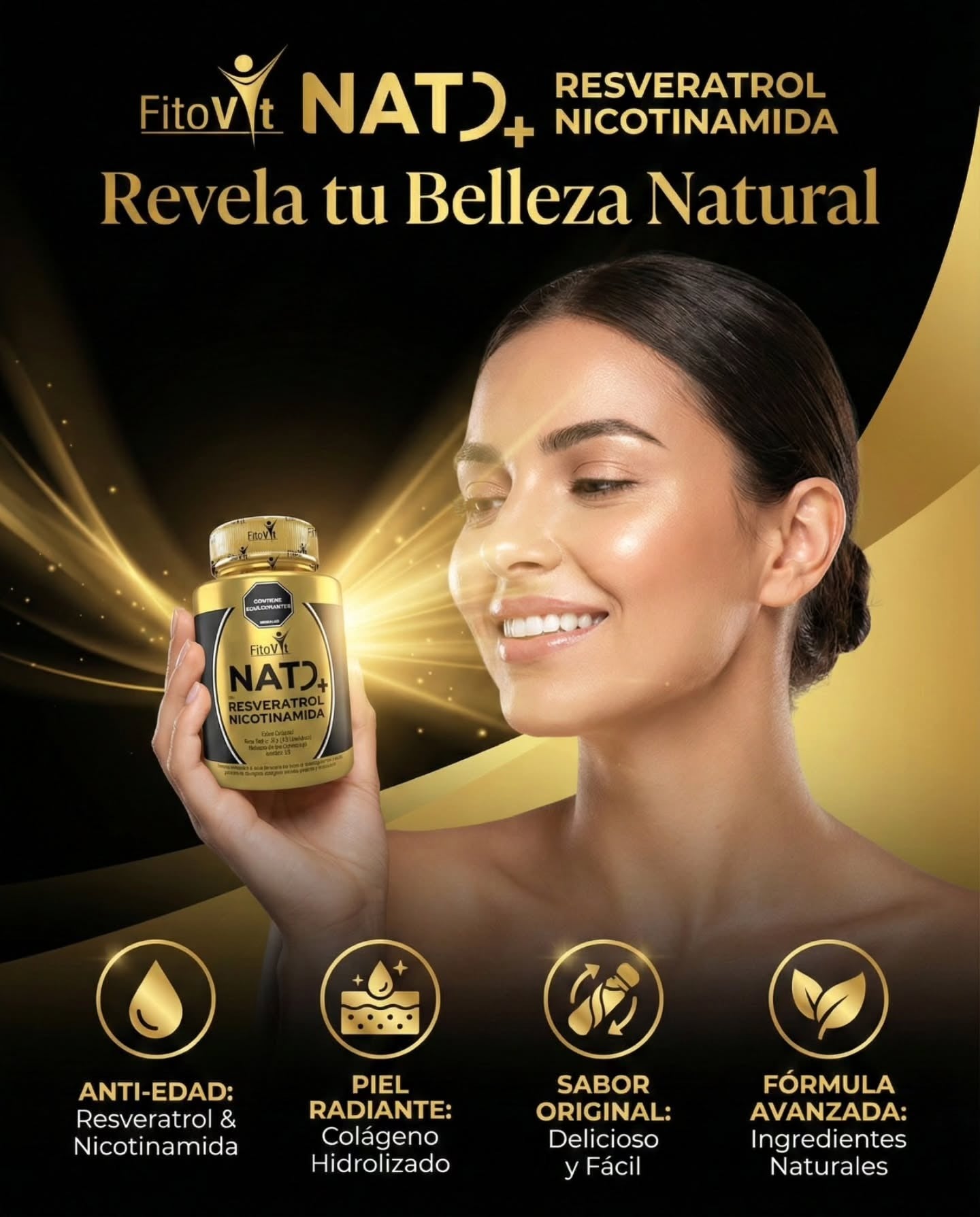 NAD+ con Resveratrol Nicotinamida Energía Celular y Vitalidad