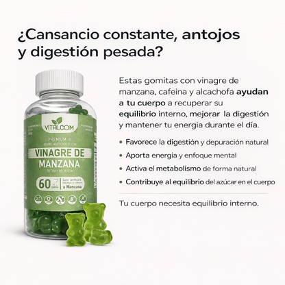 Gomitas de Vinagre de Manzana, Cafeína y Alcachofa – Energía, Digestión y Equilibrio Natural