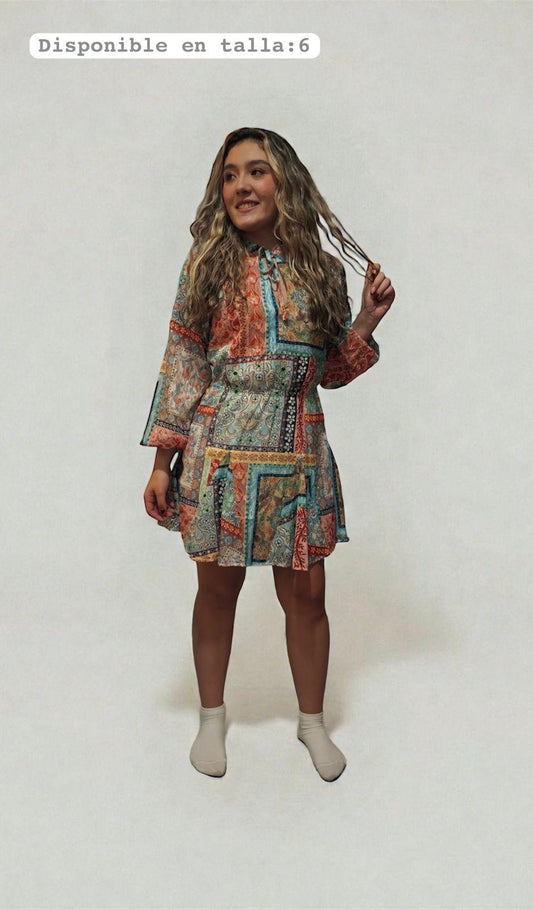 Vestido Corto Boho Chic Multicolor
