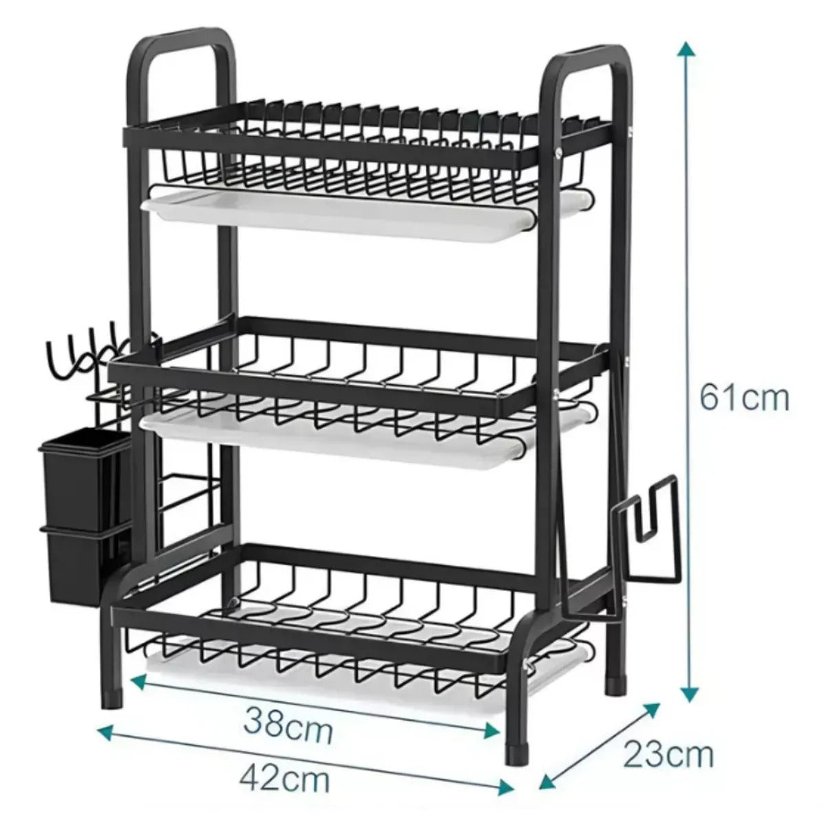 ESCURRIDOR DE PLATOS DE 3 NIVELES CON ALMACENAMIENTO