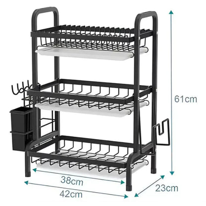 ESCURRIDOR DE PLATOS DE 3 NIVELES CON ALMACENAMIENTO