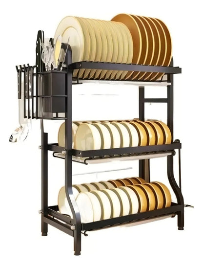 ESCURRIDOR DE PLATOS DE 3 NIVELES CON ALMACENAMIENTO