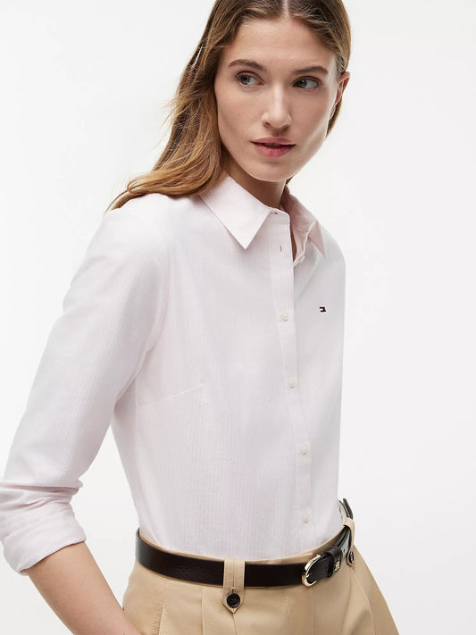 Camisa Oxford elástica de rayas de corte regular