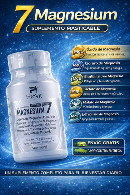 💥 Magnesium 7 – Fórmula 7 en 1 para energía, sueño y equilibrio celular.