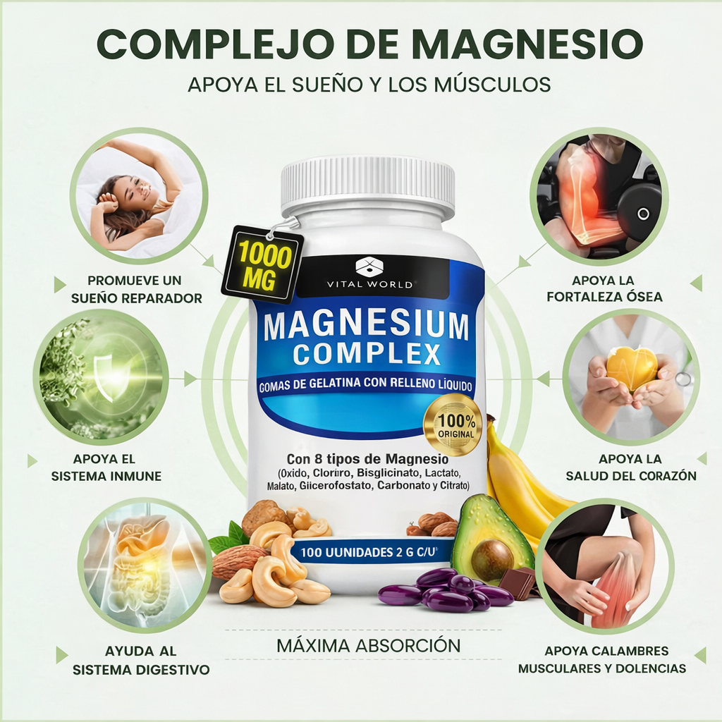 Magnesium Complex 1000 mg – 8 Tipos de Magnesio