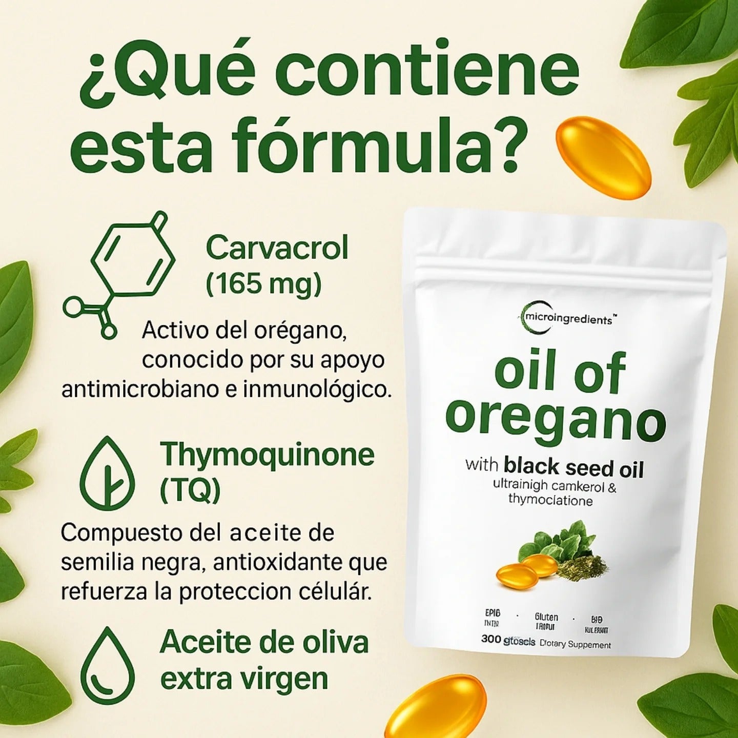 Aceite de Orégano + Semilla Negra 6000 mg – Defensas, Respiración y Digestión