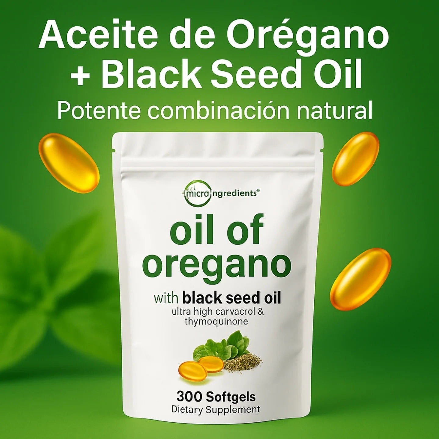 Aceite de Orégano + Semilla Negra 6000 mg – Defensas, Respiración y Digestión