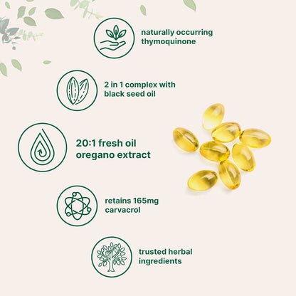 Aceite de Orégano + Semilla Negra 6000 mg – Defensas, Respiración y Digestión